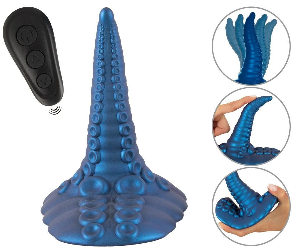 Realistic vibrator Tentacle Pad 10 functions – remote control, with suction cup, blue | Beasty Cocks
