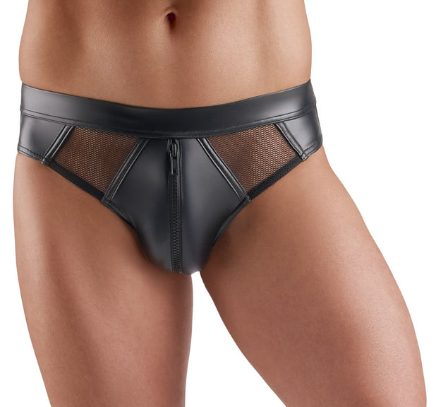 Slip uomo – in rete, wetlook, nero | Svenjoyment