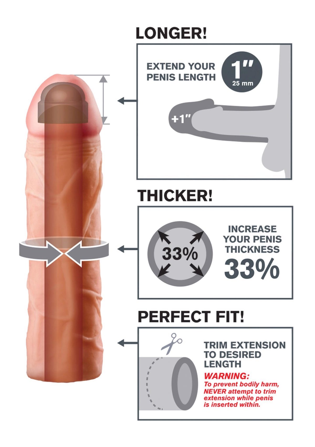 Guaina per il pene Perfect 1 17.7 cm – nude | Fantasy X-tensions