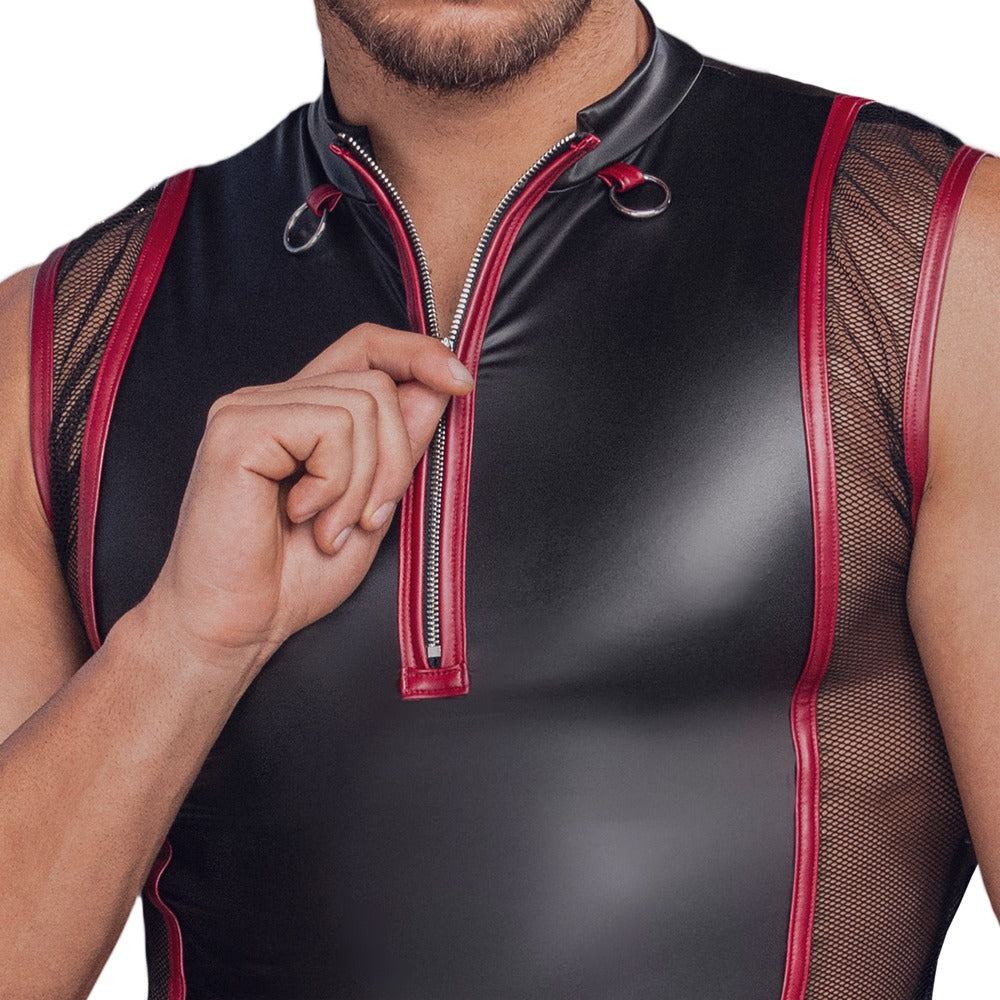 T-shirt homme – en résille, à zip, noir | NEK