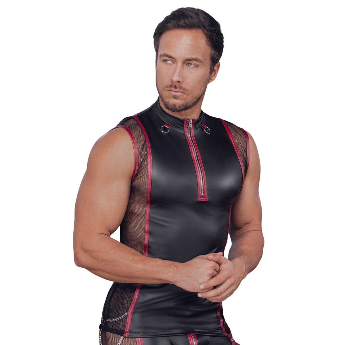 T-shirt homme – en résille, à zip, noir | NEK