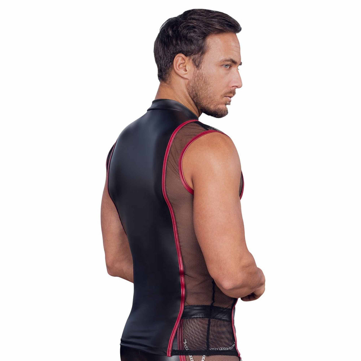 T-shirt homme – en résille, à zip, noir | NEK