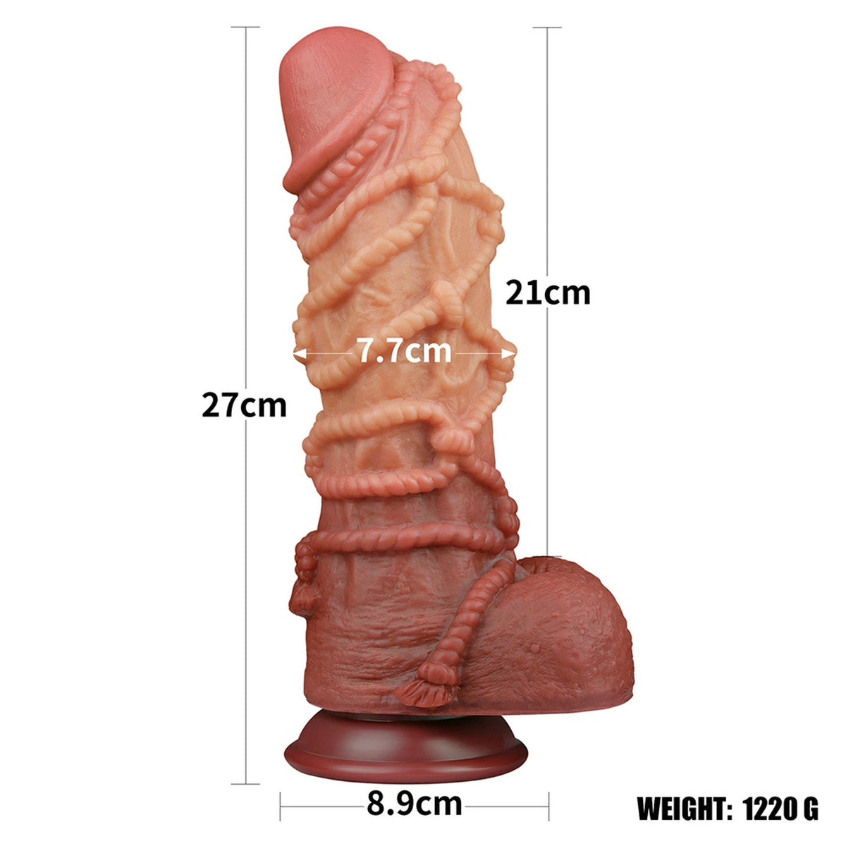 Acessório BDSM Platinum – com ventosa, duplo 27 cm | Lovetoy