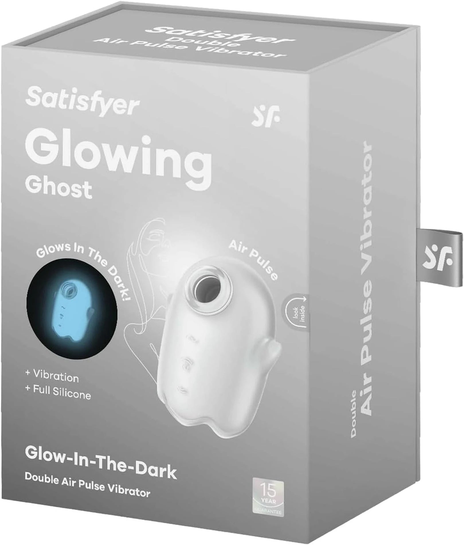 Glowing Ghost - Glow in the Dark - Double Air Pulse Vibrator - White