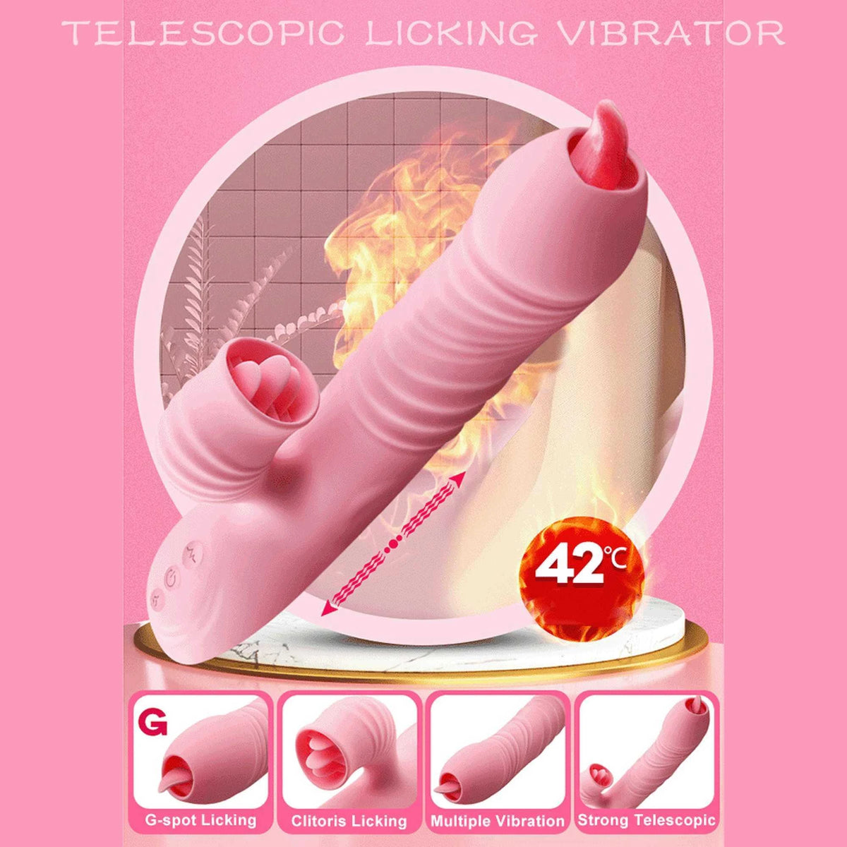 Clitoral stimulator Fanny 20 functions – rechargeable, heating, pink | Favorites