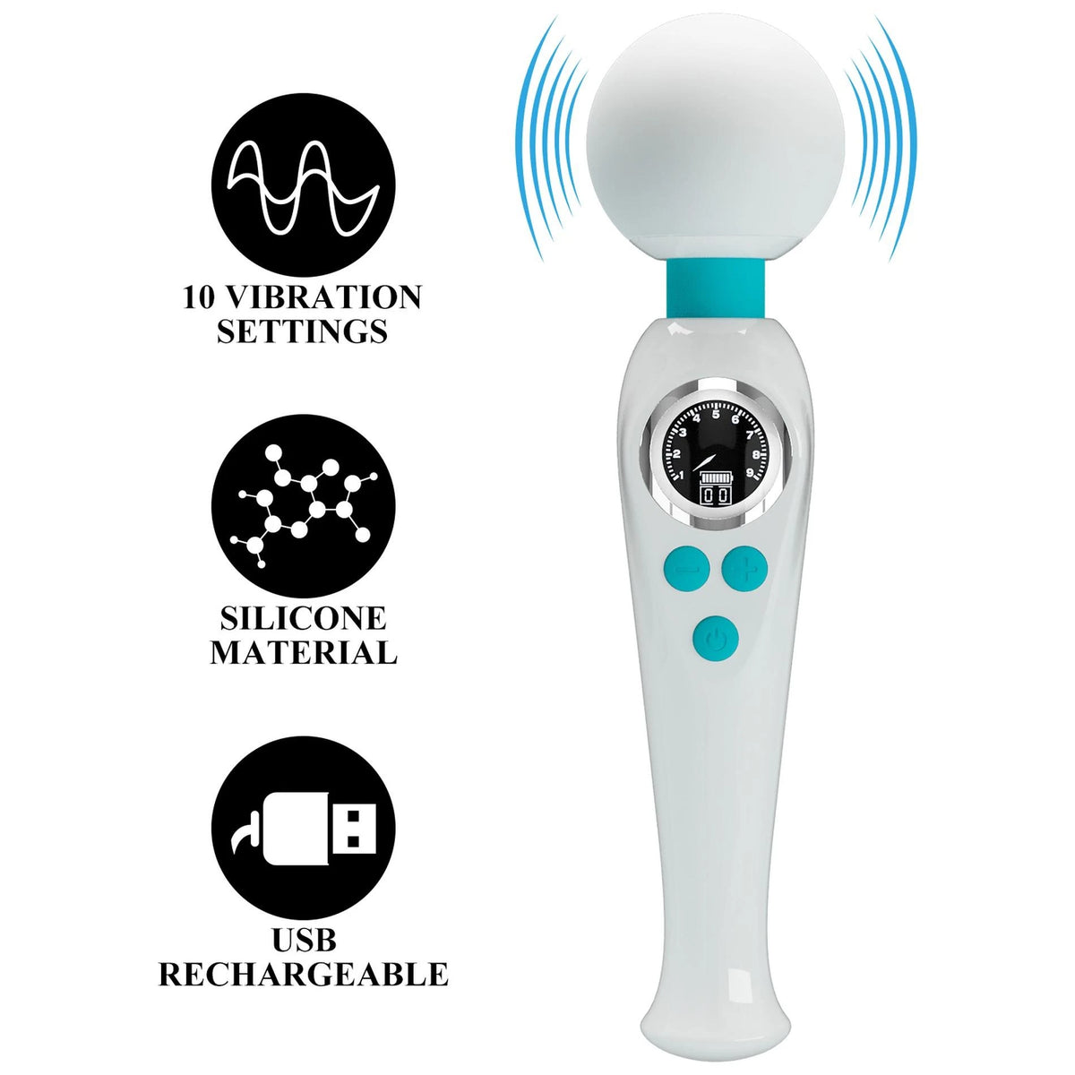 Masseur wand Skyler Stavros The Great 10 fonctions – rechargeable, blanc | Pretty Love