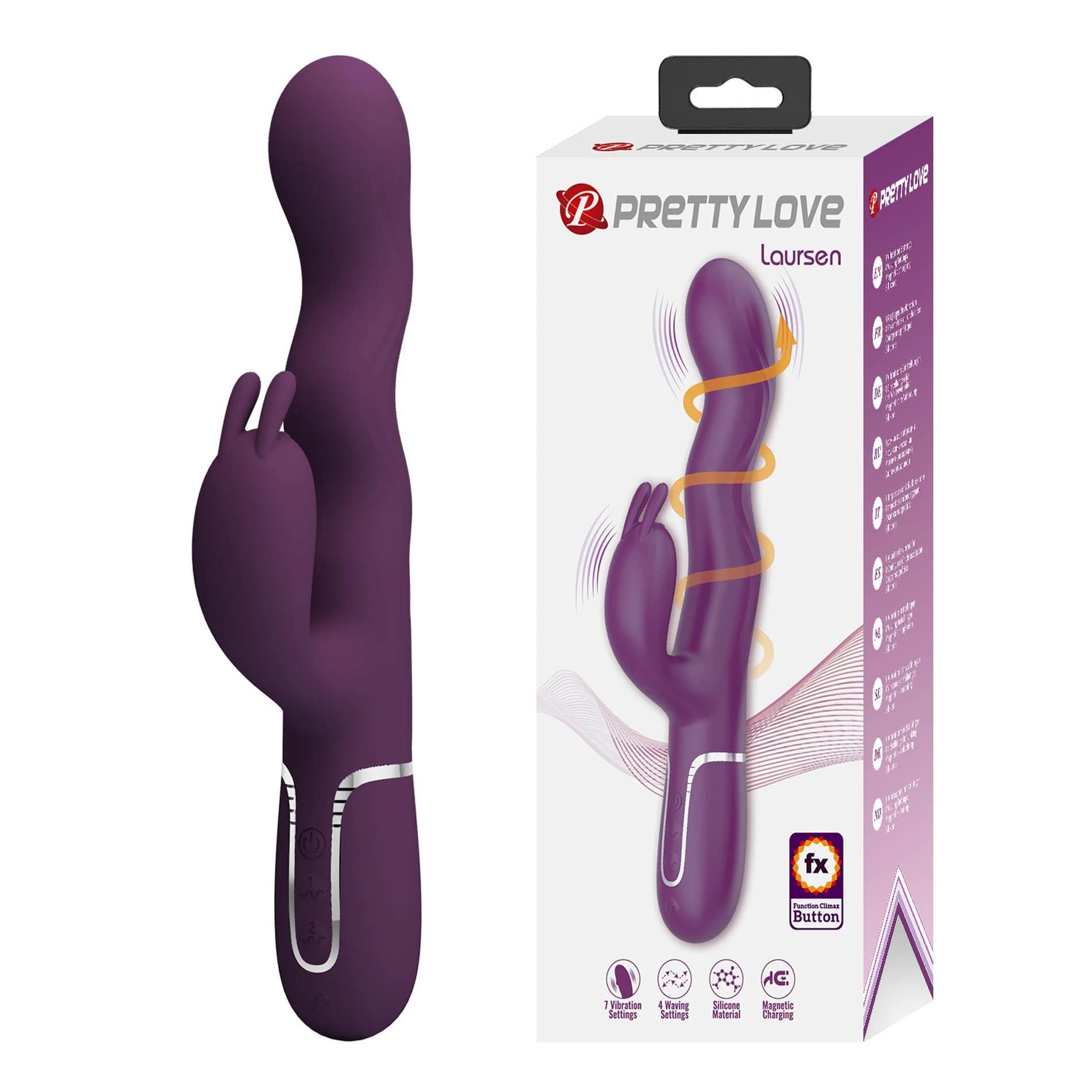 Pretty Love Laursen Vibrateur lapin vibrant et ondoyant violet foncé
