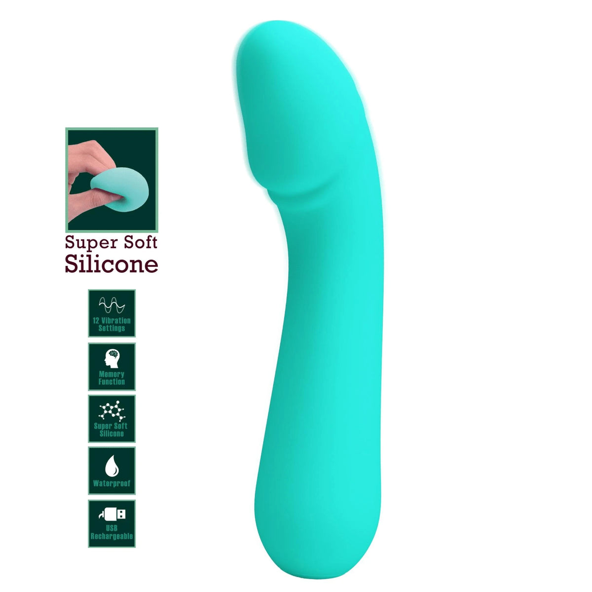 Vibrador punto G Cetus 12 funciones – recargable, verde | Pretty Love