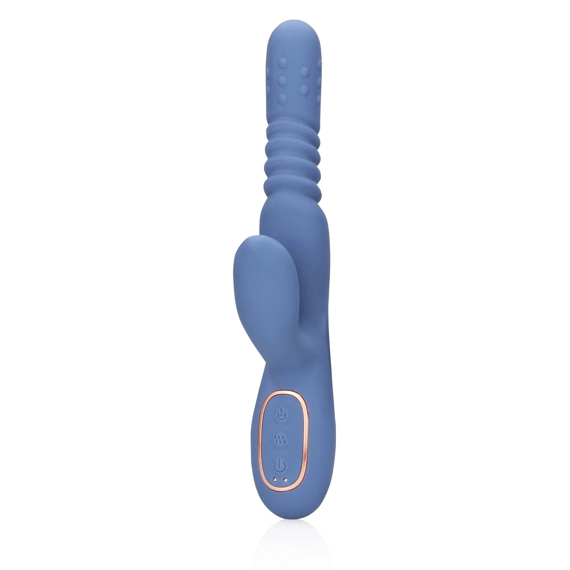 Warming Rotating Beads and Thrusting Rabbit Vibrator - Blue Nova