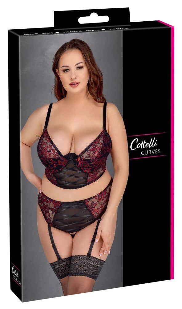 Parure Soutien-gorge noir/rouge 95E/2XL