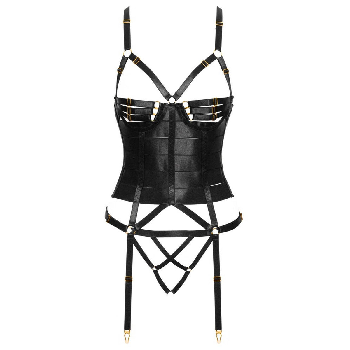Conjunto de lingerie – em cetim, aberto, preto