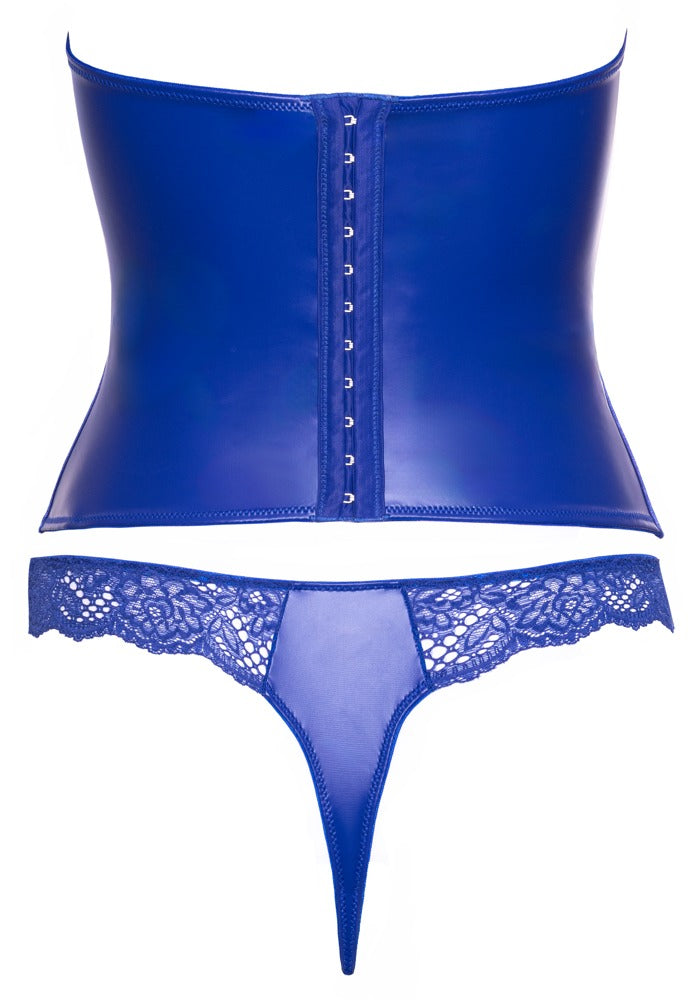 Conjunto de lingerie – em renda, wetlook, azul