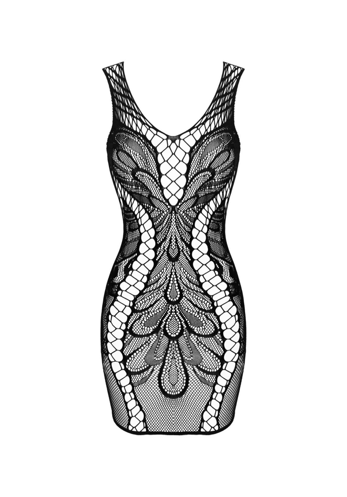 Vestido – de malla, con aberturas, negro | Obsessive