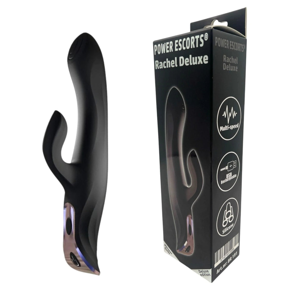 Vibratore rabbit Br191 Rachel – ricaricabile, nero | Power Escorts