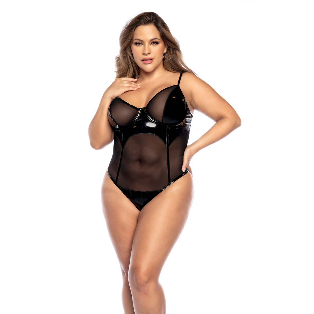 Body – in rete, wetlook, nero 2732XWBLK3-4X | Mapalé