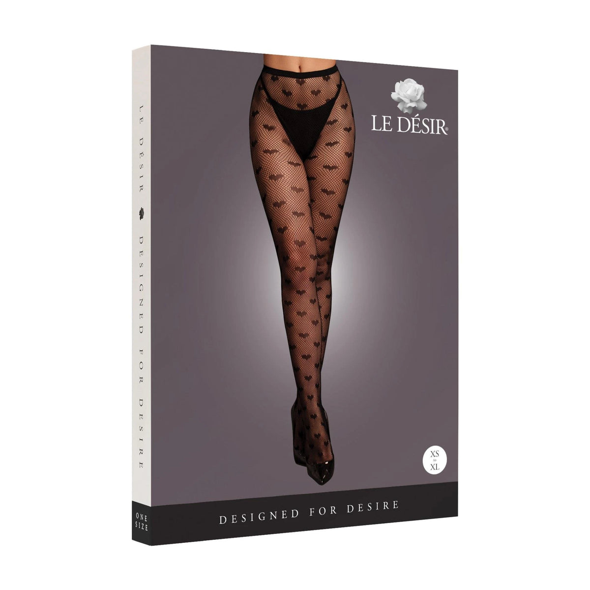 Meias Heart Patterned Tights – preta | Le Désir