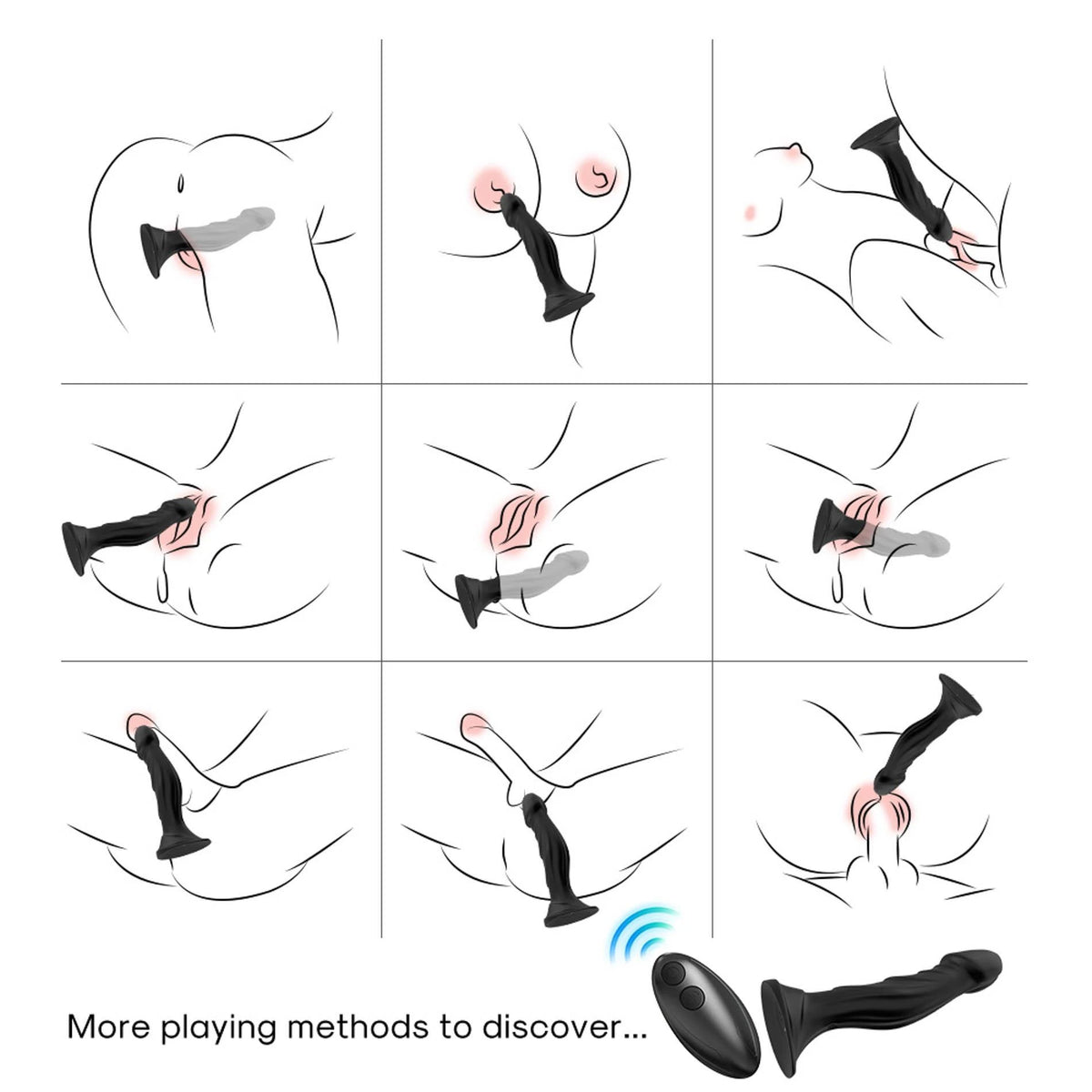 Realistic dildo Optimus 9 functions – remote control, rechargeable, black | Favorites