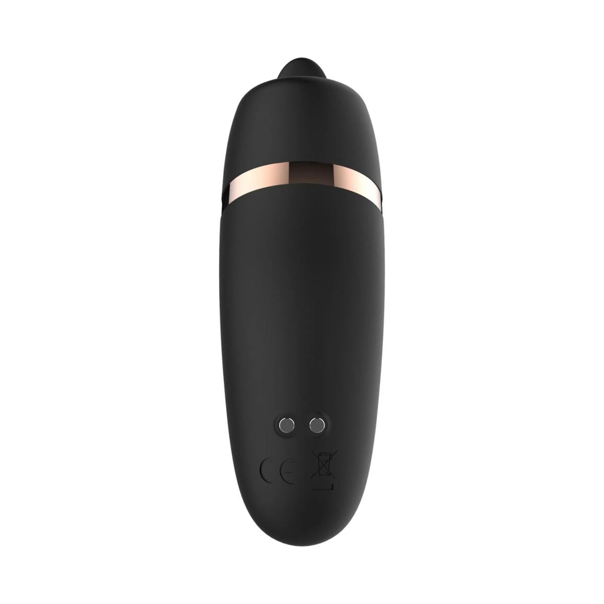 Vibratore classico Licking Charging Case – con telecomando, nero | Rosy Gold