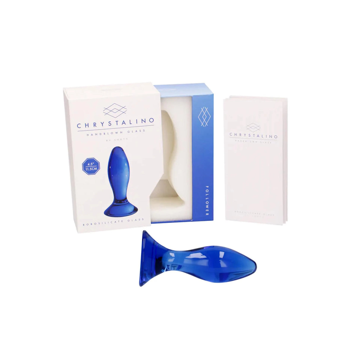 Plug anale Follower 11.5 cm – in vetro, blu | Chrystalino