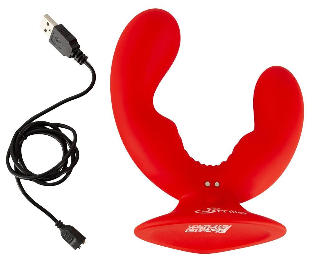 Vibrador especial 9 funções – recarregável, duplo, vermelho | Sweet Smile