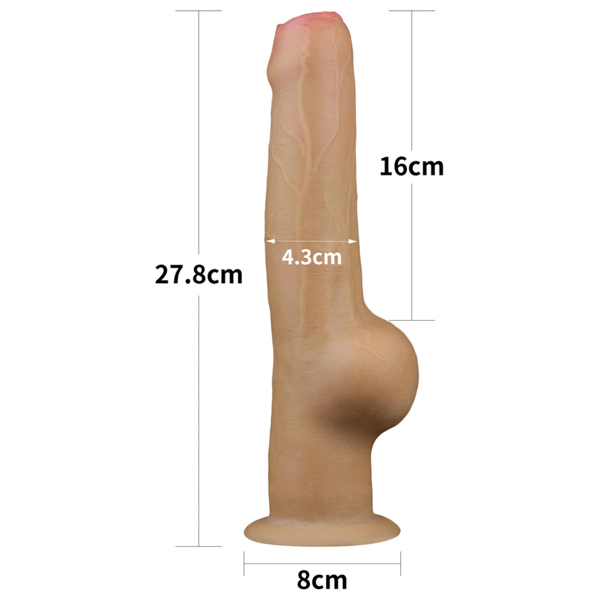 Realistic dildo Handle 27.8 cm – with suction cup, nude | Lovetoy