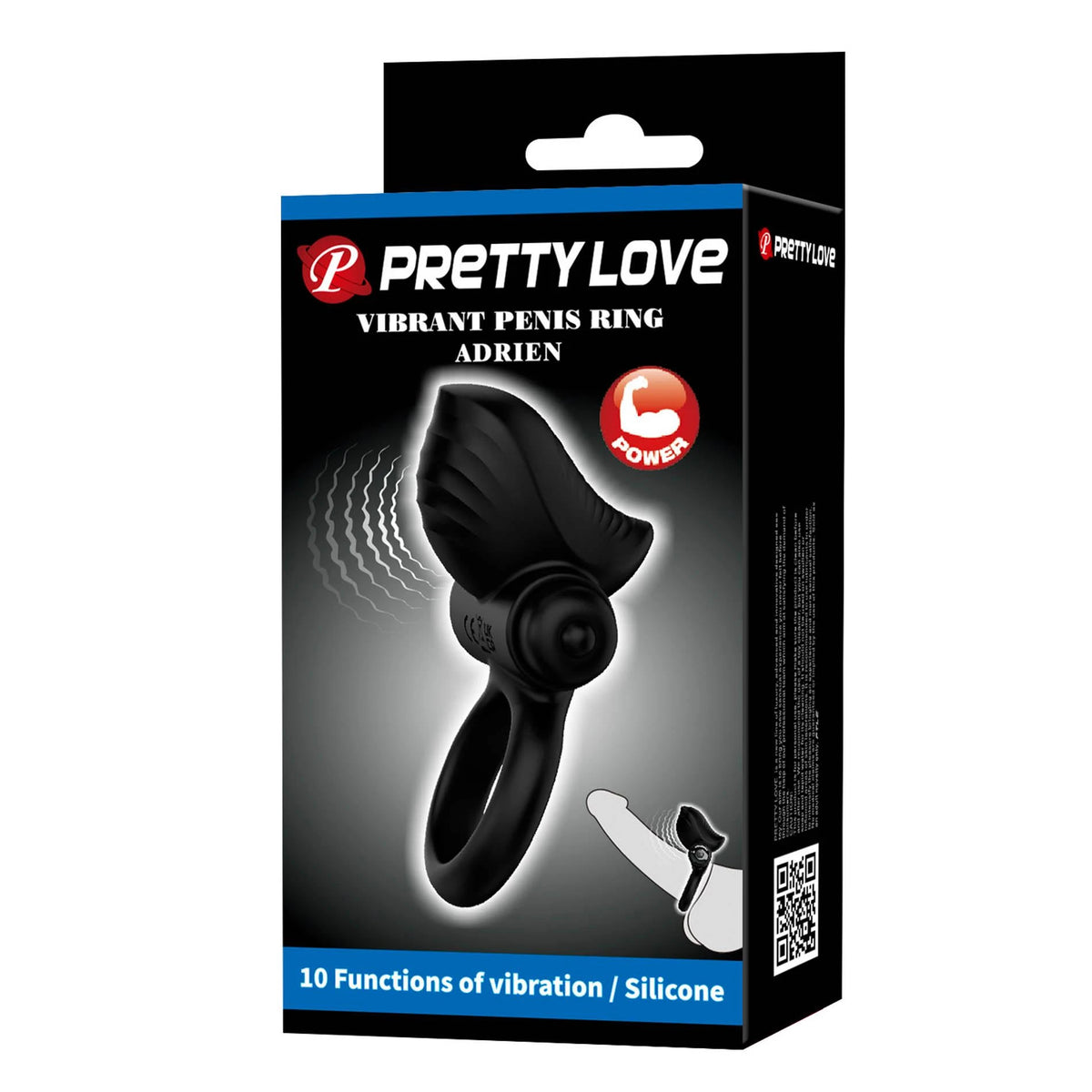 Penisring Vibrate Adrien 10 Funktionen – vibrierend, schwarz | Pretty Love