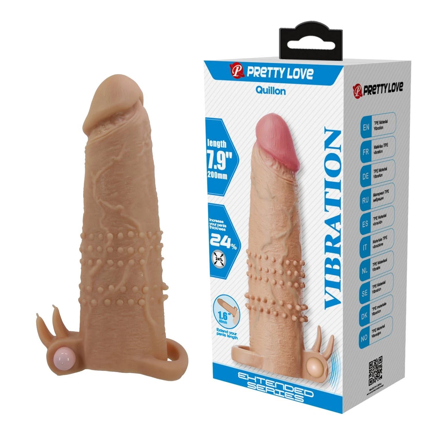 Pretty Love Quillon – Gaine Vibrante pour Pénis 20 cm Naturel