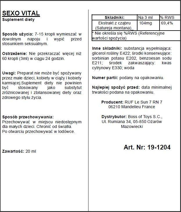 Nahrungsergänzung Supl.diety Aphrodict Sexovital 20 ml | Ruf