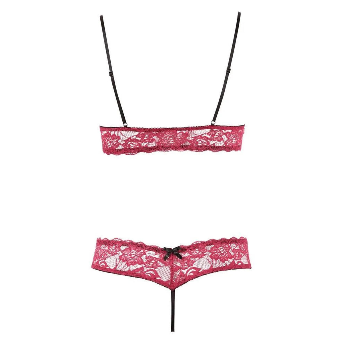 Lingerie set – lace, open crotch, red 22124473031