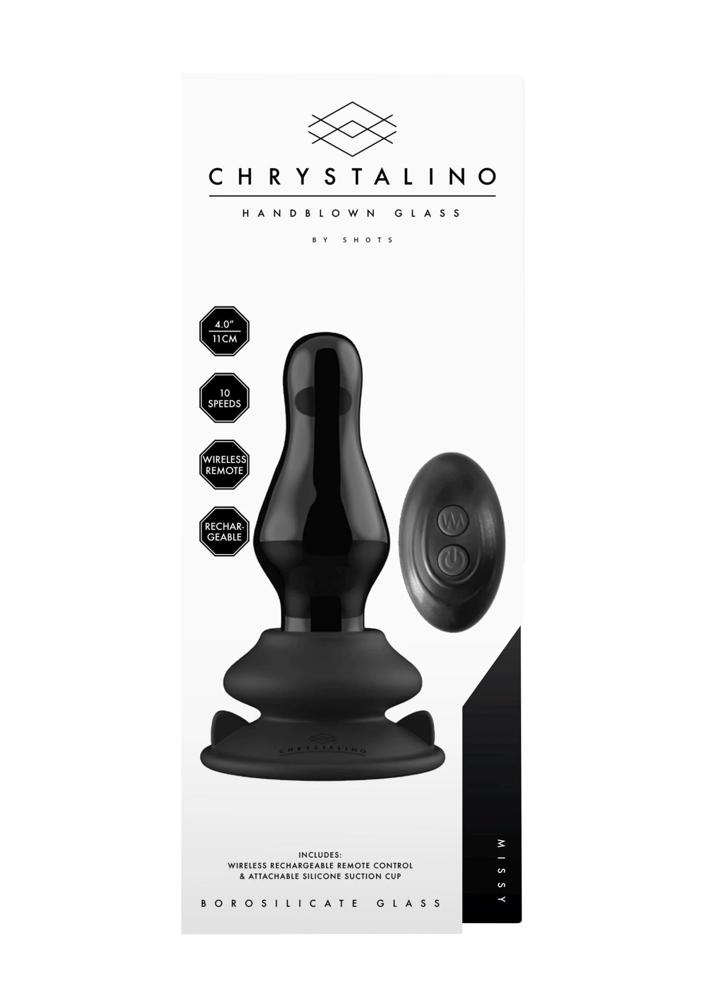 Missy - Vibrating Glass Butt Plug with Suction Cup