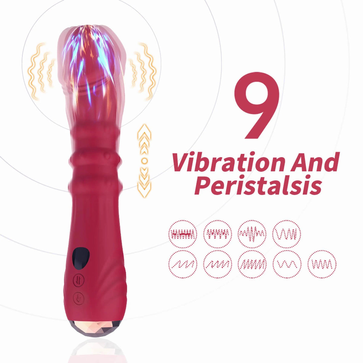 Realisztikus vibrátor Jackal 9 funkció – újratölthető, piros | Favorites