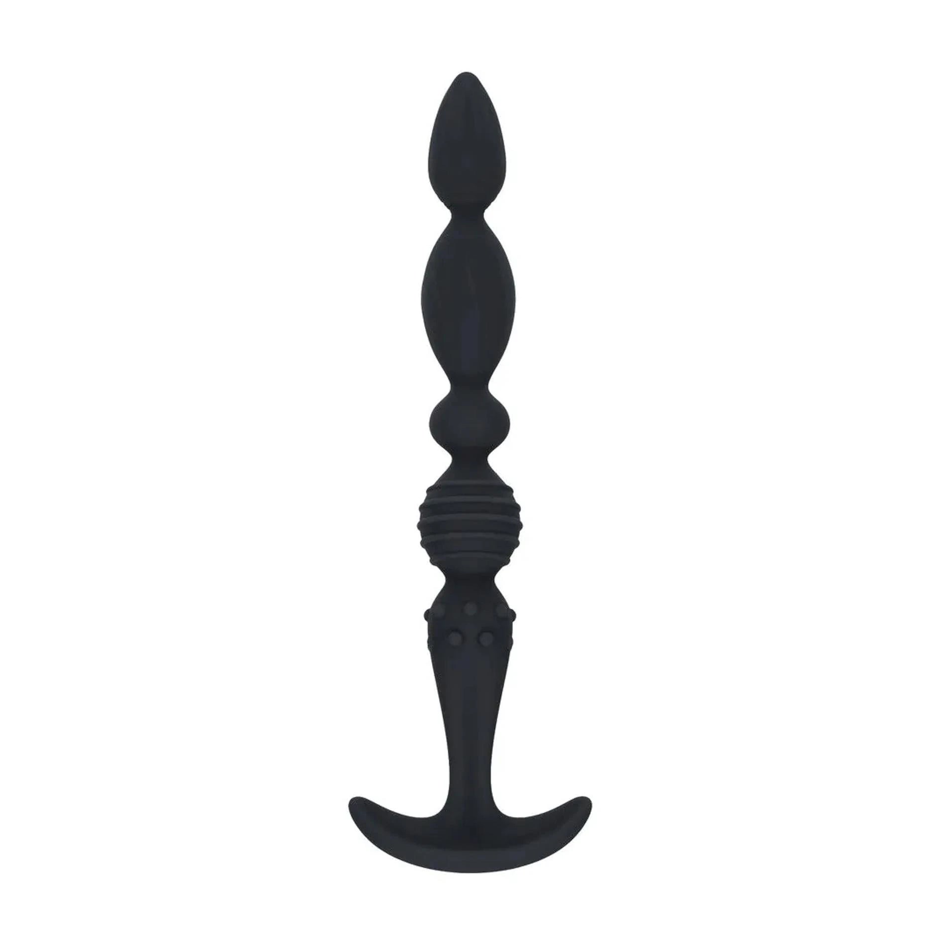 Sonde anale évasée en silicone multi-texturé - Noir