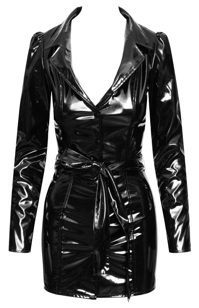 Dress – wetlook, long sleeves, black 28500791032 | Black Level