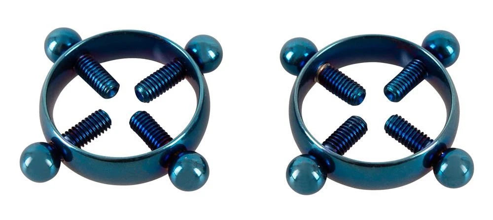 Pinze per capezzoli – con gioiello, blu | Bad Kitty