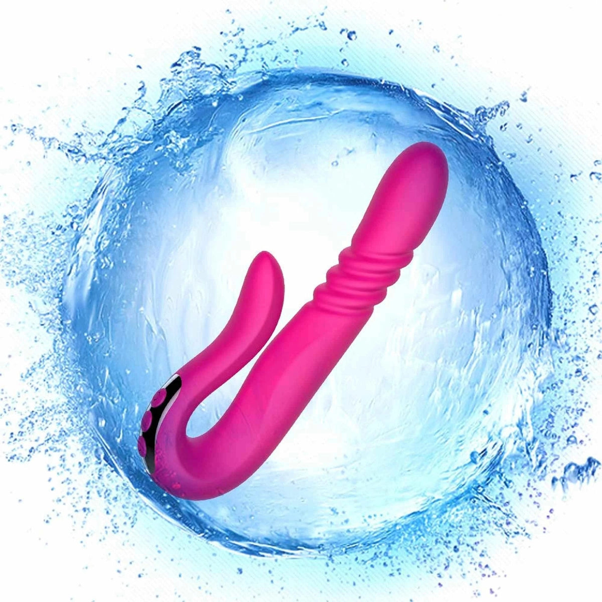Vibromasseur rabbit Twirling Thruster 3 vitesses – rechargeable, chauffant, fuchsia | Favorites