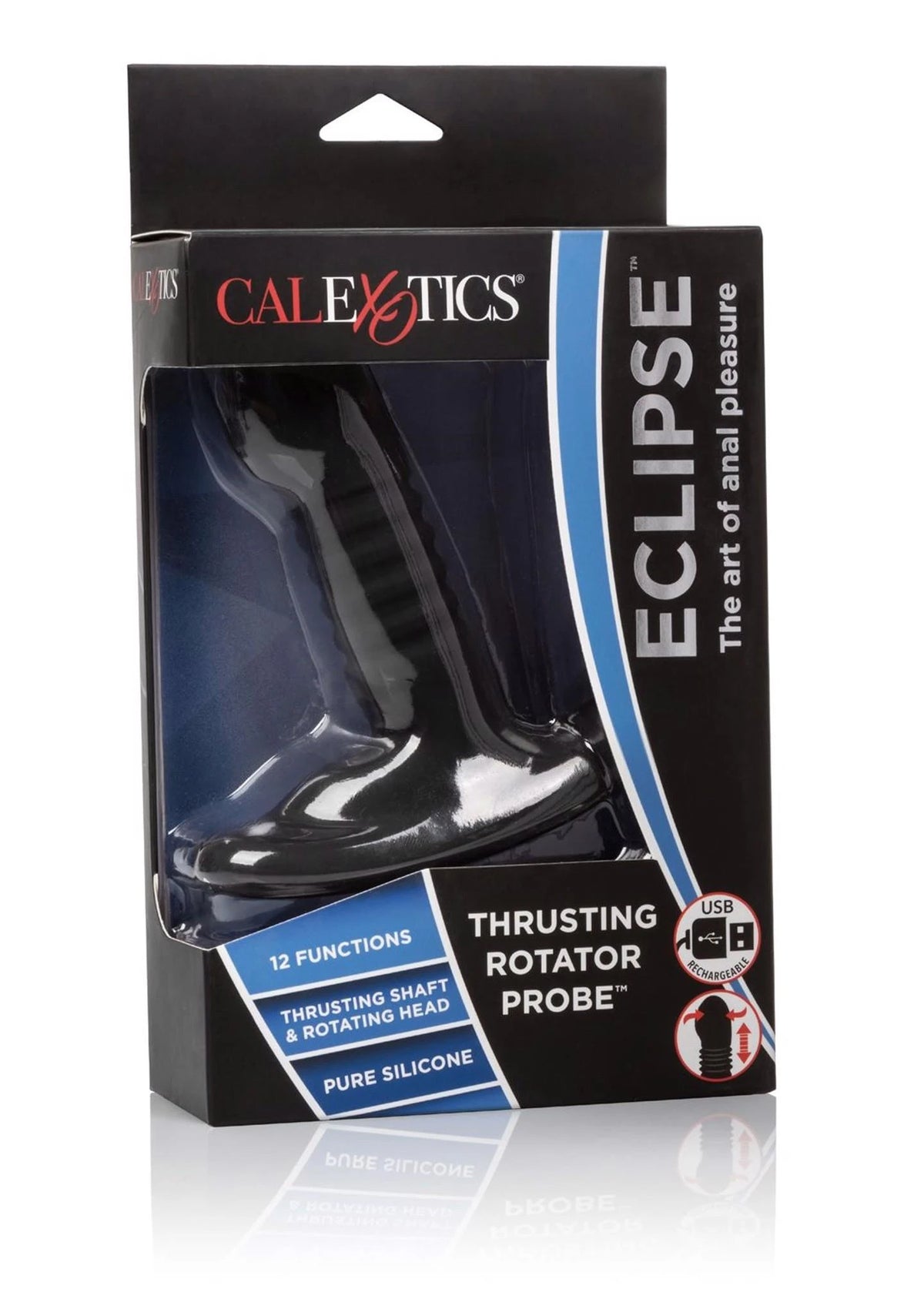 Plug anale Eclipse Probe – vibrante, a spinta, nero | Calexotics