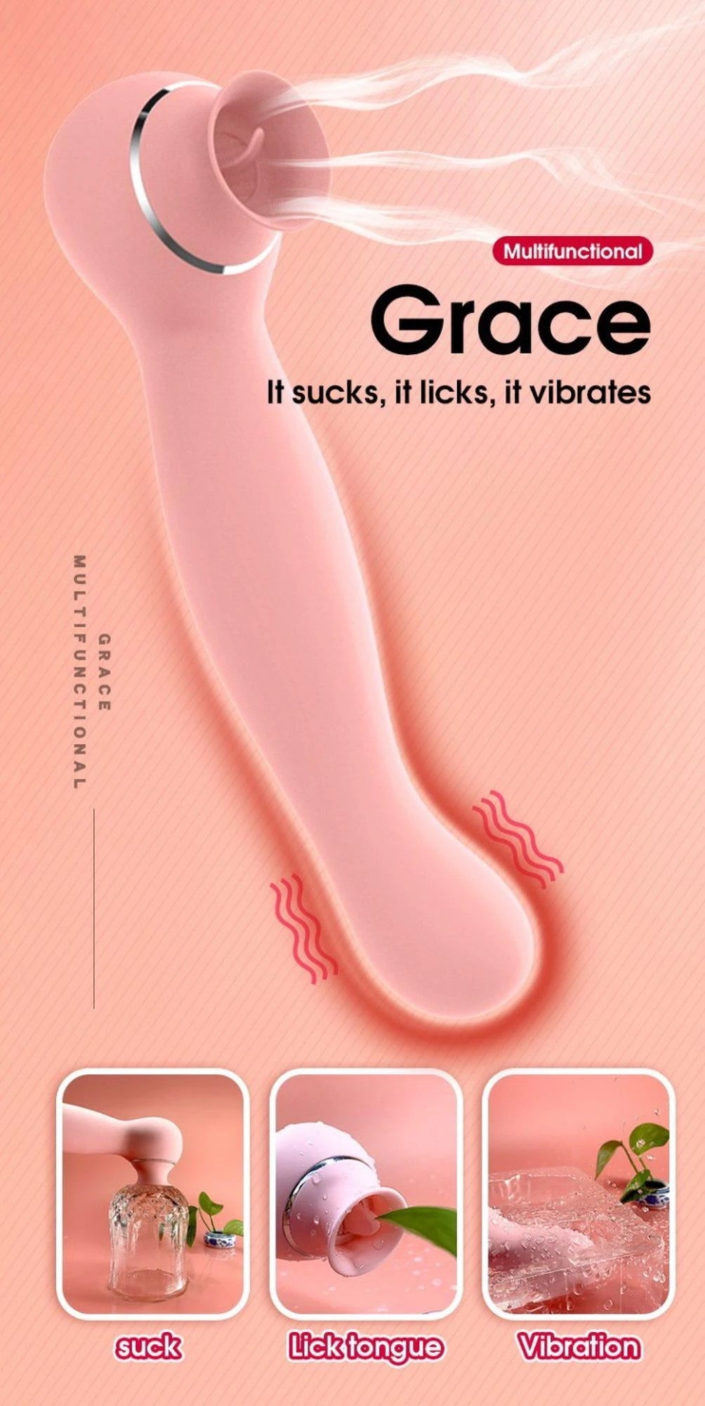 Stimolatore clitorideo Lauren 6 funzioni – ricaricabile, rosa | Favorites