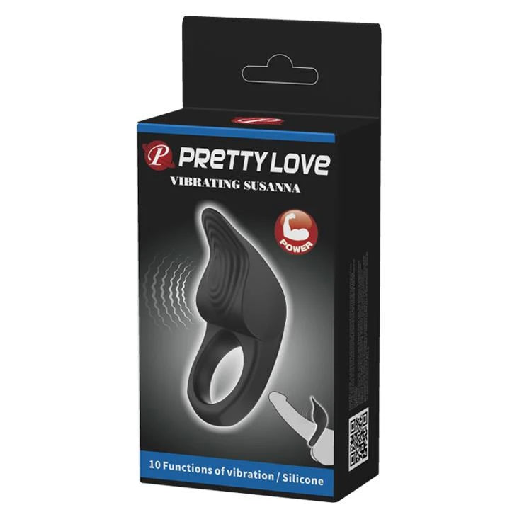 Penisring Susanna Memory 10 Funktionen – wiederaufladbar, vibrierend, schwarz | Pretty Love