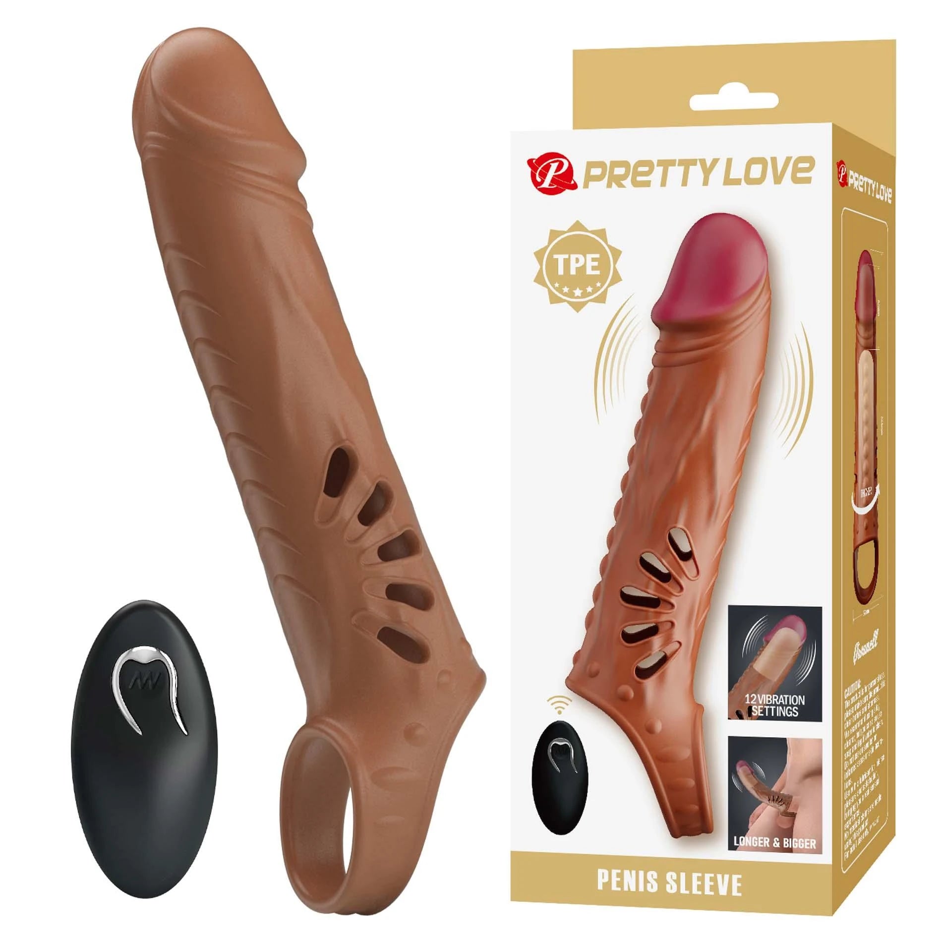 PRETTY LOVE - Pénis sleeve 12 modes de vibration