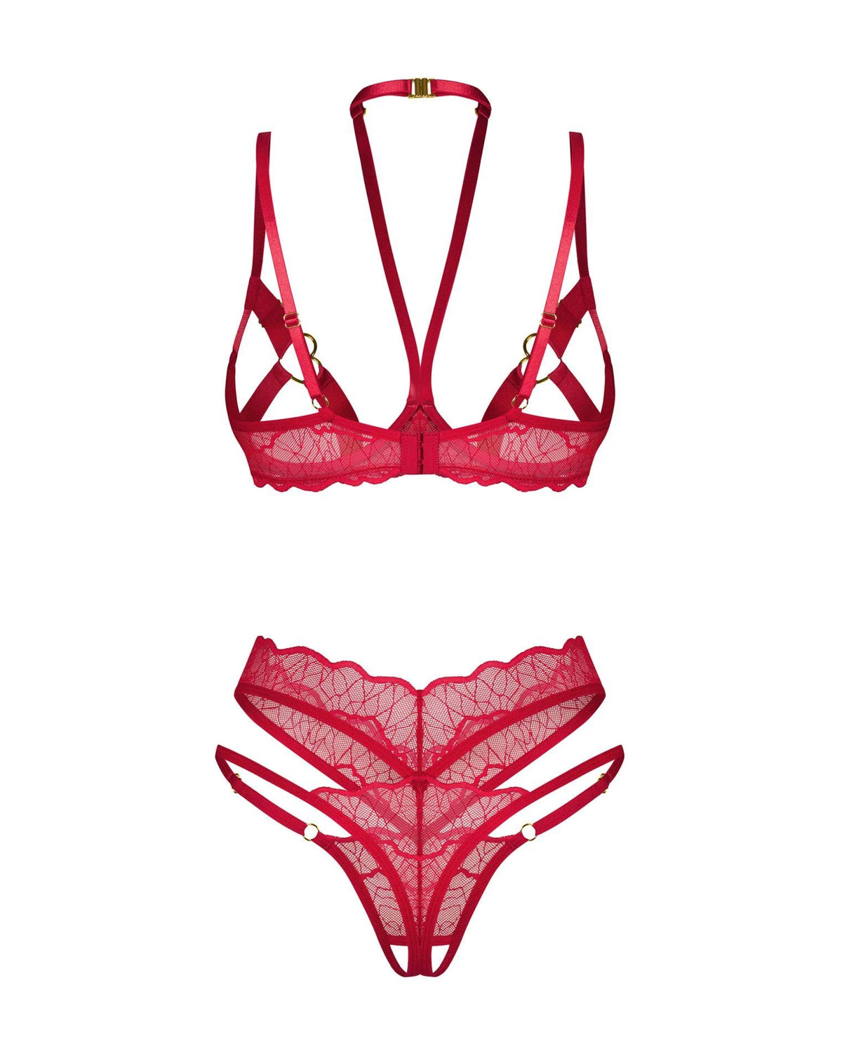 Conjunto de lingerie Cupide Desir – aberto, vermelho | Obsessive