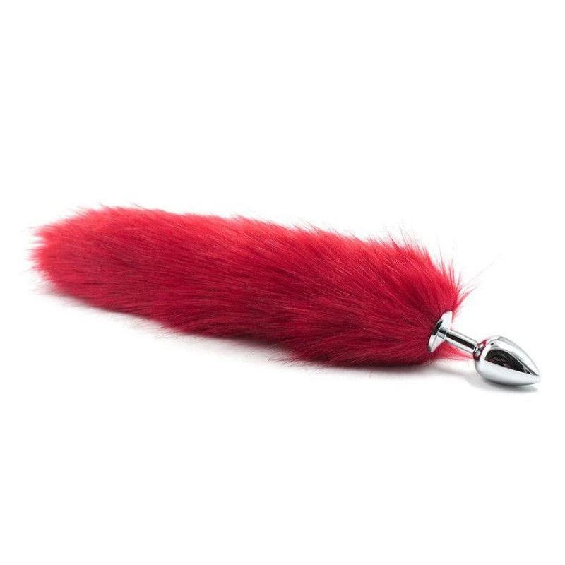 Plug anal avec queue de renard longue rouge