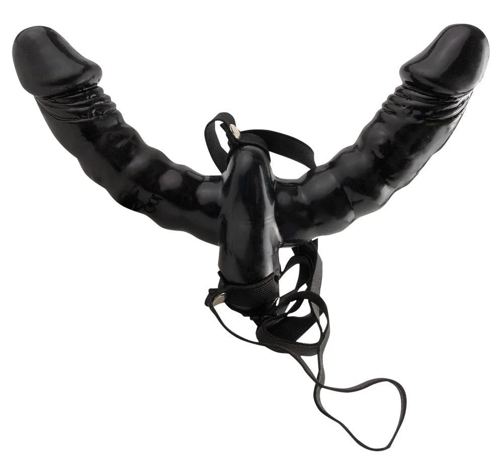 Strap-on Delight 15 cm – vibrating, double, black | Fetish Fantasy Series