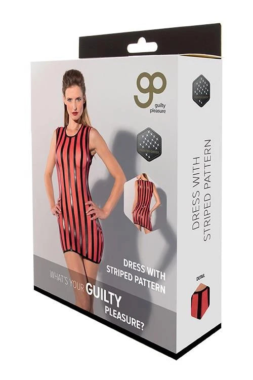 Vestito GP Printed Datex Striped – rosso | Guilty Pleasure Fetish Wear