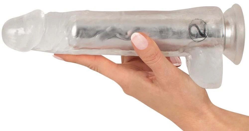Realistic vibrator 10 functions – rechargeable, with suction cup, clear | Crystal