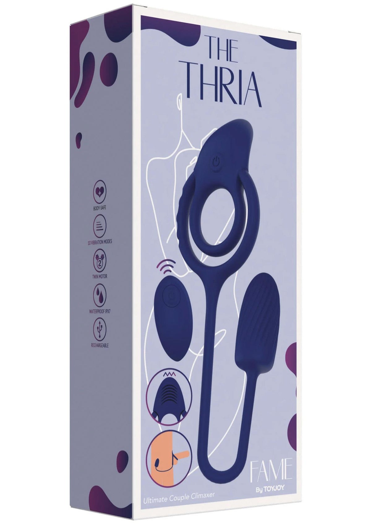 Cock ring Thria Ultimate Climaxer – remote control, vibrating, blue | ToyJoy