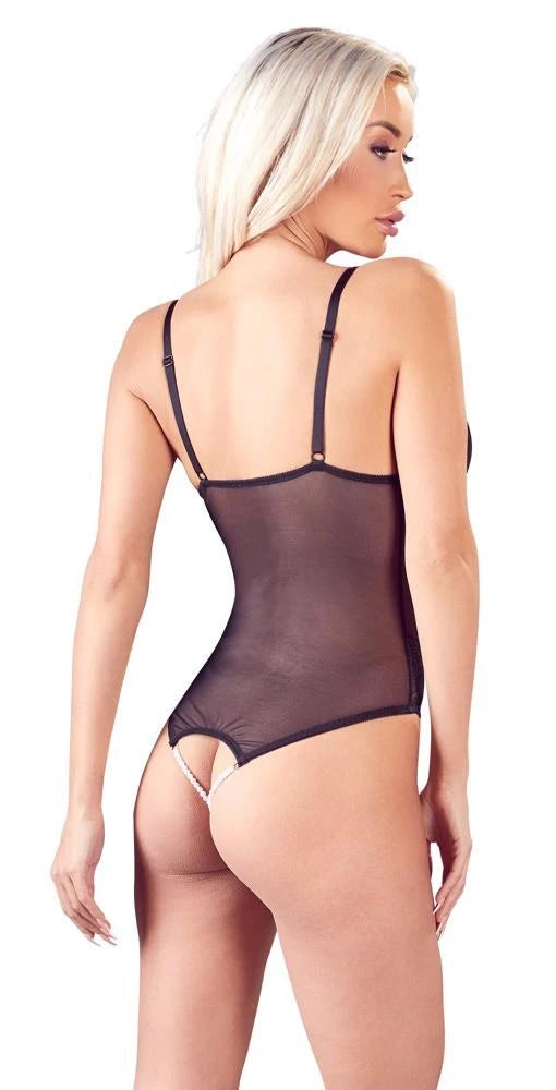Body – csipke, virágos, fekete 26424251041 | Cottelli LINGERIE
