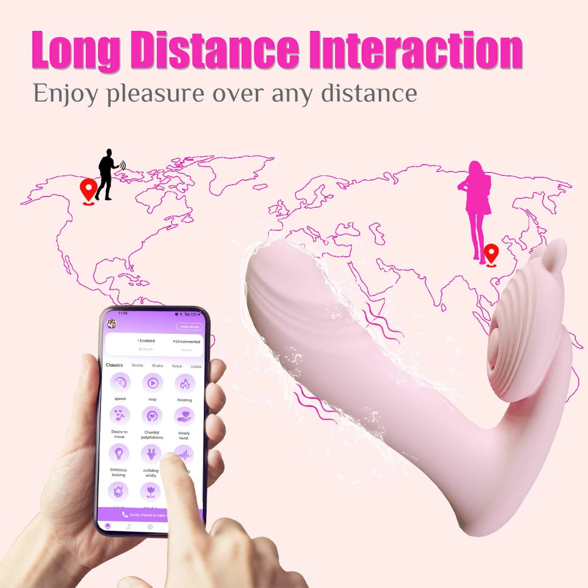 Stimulateur clitoridien 6 fonctions – contrôlé par appli, rechargeable, rose | Favorites