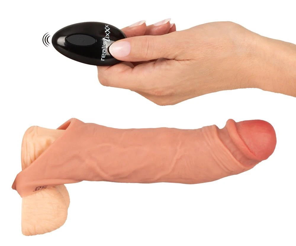 Pénisz hüvely RealSleeve 10 funkció – testszínű 20 cm | Realistixxx