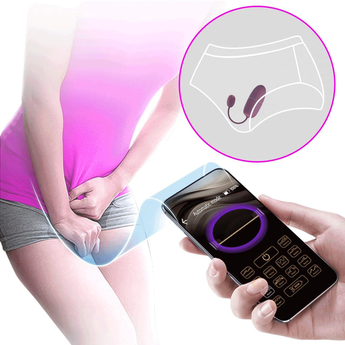 Vibrating egg Nymph Mobile distance AAA 12 functions – app-controlled, rechargeable, plum | Pretty Love