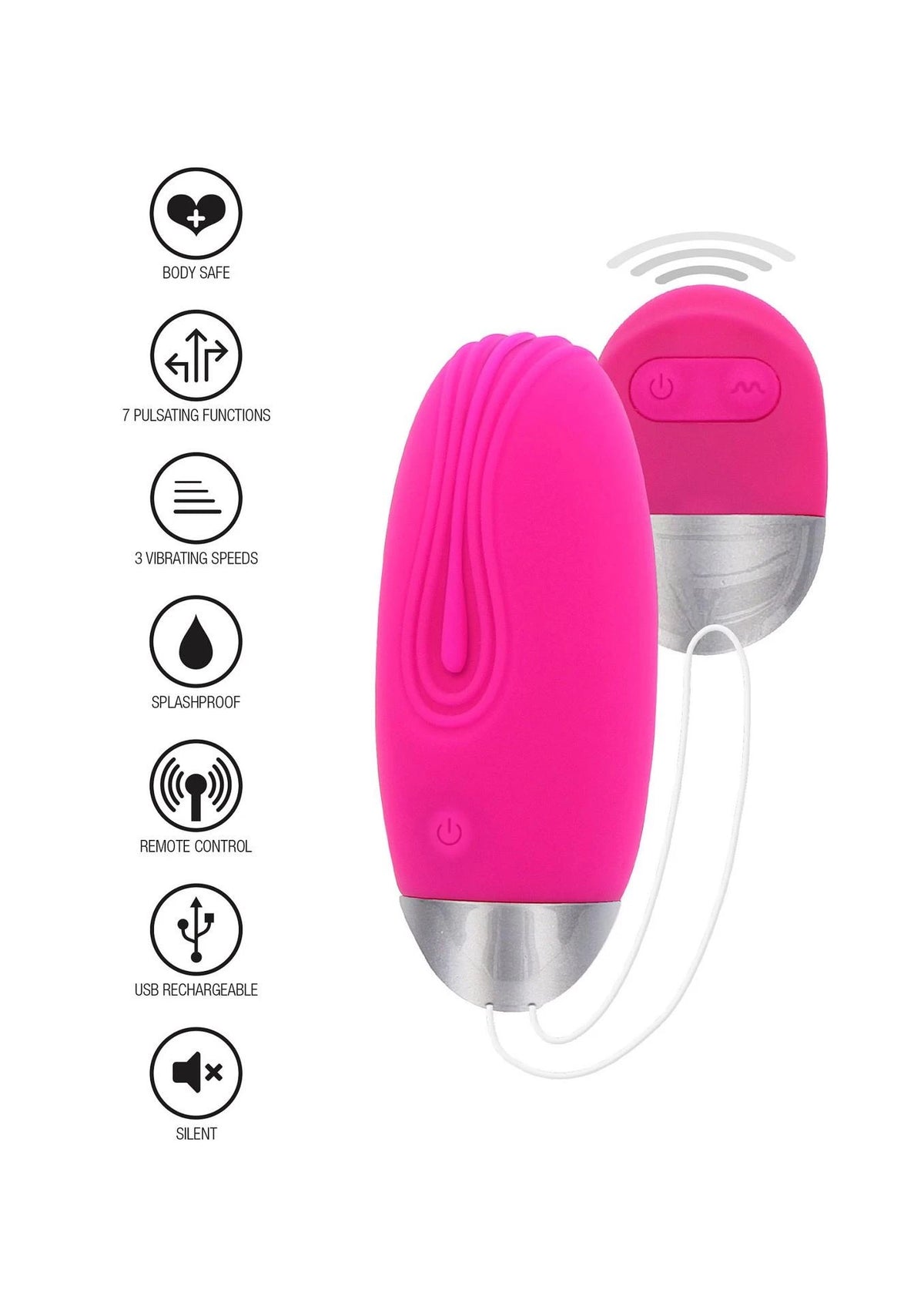 Ovetto vibrante Funky 7 funzioni – con telecomando, ricaricabile, rosa | ToyJoy